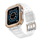 Protect Strap Band skirtas Apple Watch 38/40/41mm šarvuotas dėklas su dirželiu - skaidrus, rožinis auksas -- Apple Watch
