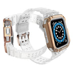 Protect Strap Band skirtas Apple Watch 38/40/41mm šarvuotas dėklas su dirželiu - skaidrus, rožinis auksas -- Apple Watch