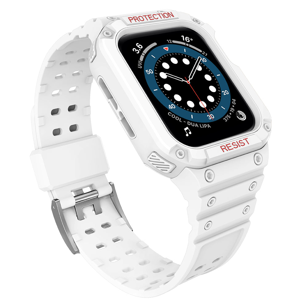 Protect Strap Band skirtas Apple Watch 38/40/41mm šarvuotas dėklas su dirželiu - baltas -- Apple Watch
