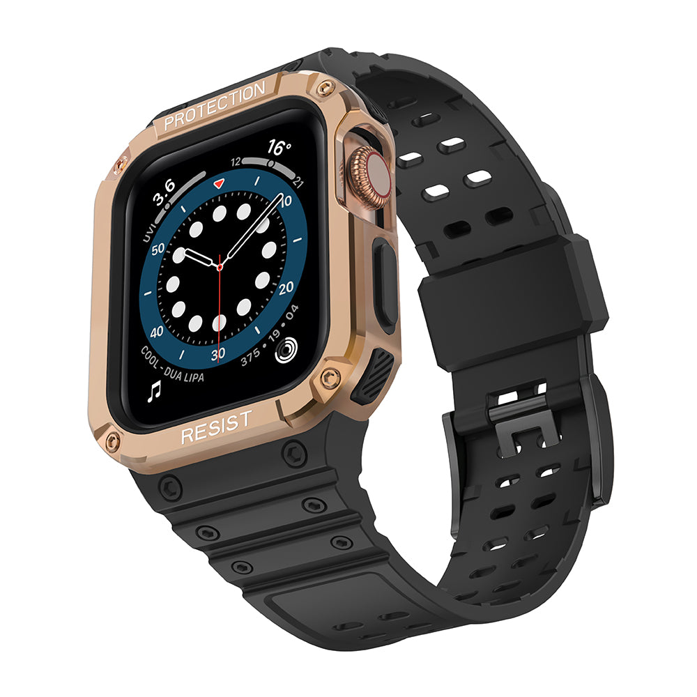 Protect Strap Band skirtas Apple Watch 42/44/45mm Šarvuoto Dėklo Dirželis - Juodas, Rose Gold -- Apple Watch