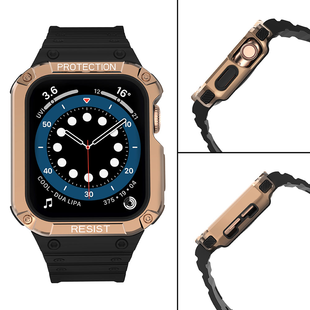 Protect Strap Band skirtas Apple Watch 42/44/45mm Šarvuoto Dėklo Dirželis - Juodas, Rose Gold -- Apple Watch