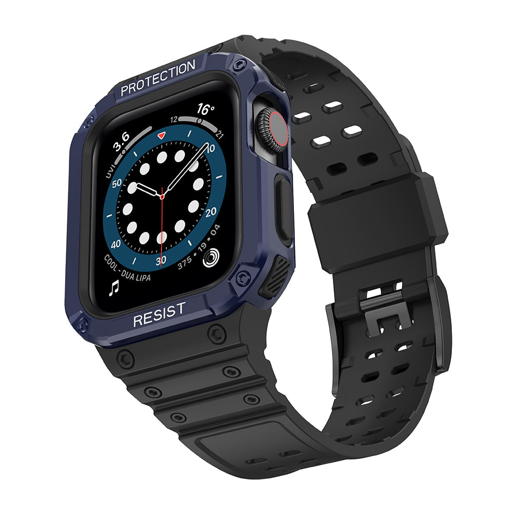 Protect Strap Band skirtas Apple Watch 42/44/45mm Šarvuoto Dėklo Dirželis - Juodas, Mėlynas -- Apple Watch