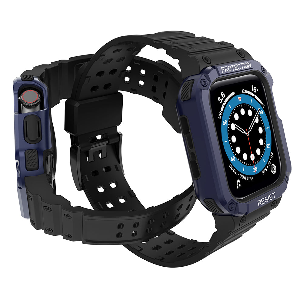 Protect Strap Band skirtas Apple Watch 42/44/45mm Šarvuoto Dėklo Dirželis - Juodas, Mėlynas -- Apple Watch