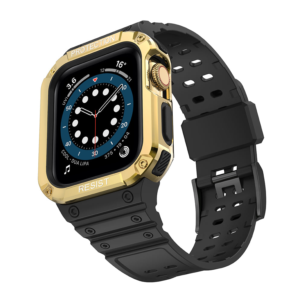 Protect Strap Band skirtas Apple Watch 42/44/45mm Šarvuoto Dėklo Dirželis - Juodas, Auksinis -- Apple Watch