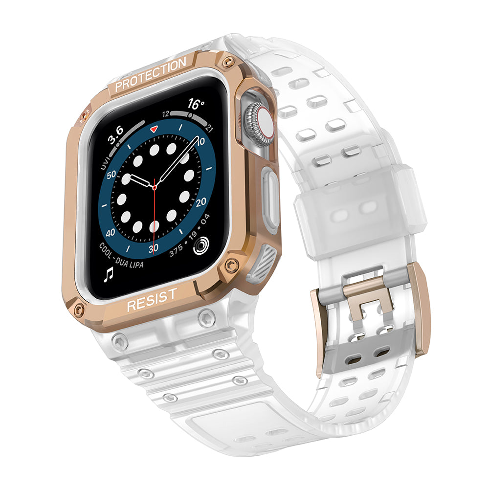 Protect Strap Band skirtas Apple Watch 42/44/45mm Šarvuoto Dėklo Dirželis - Skaidrus, Rose Gold -- Apple Watch