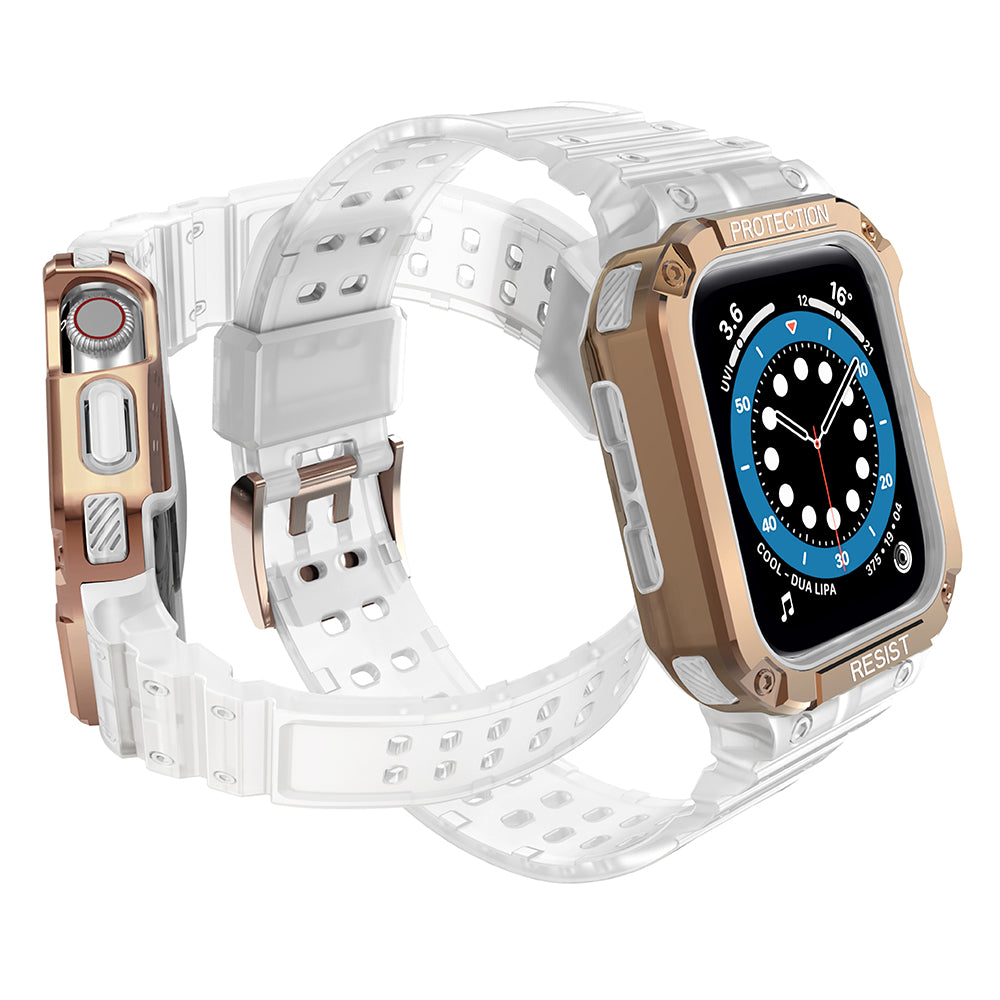 Protect Strap Band skirtas Apple Watch 42/44/45mm Šarvuoto Dėklo Dirželis - Skaidrus, Rose Gold -- Apple Watch