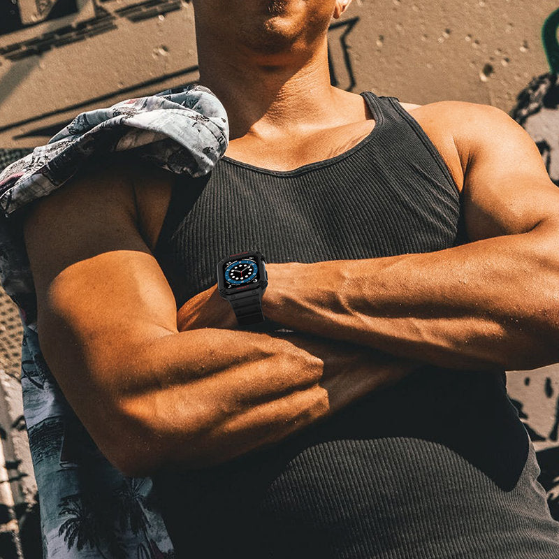 Protect Strap Band skirtas Apple Watch 42/44/45mm šarvuotas dėklas su dirželiu - baltas -- Apple Watch