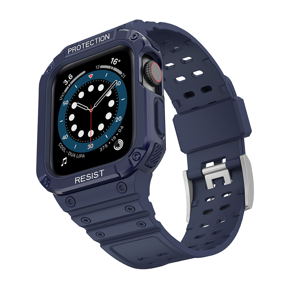 Protect Strap Band skirtas Apple Watch 42/44/45mm šarvuotas dėklas su dirželiu - mėlynas -- Apple Watch