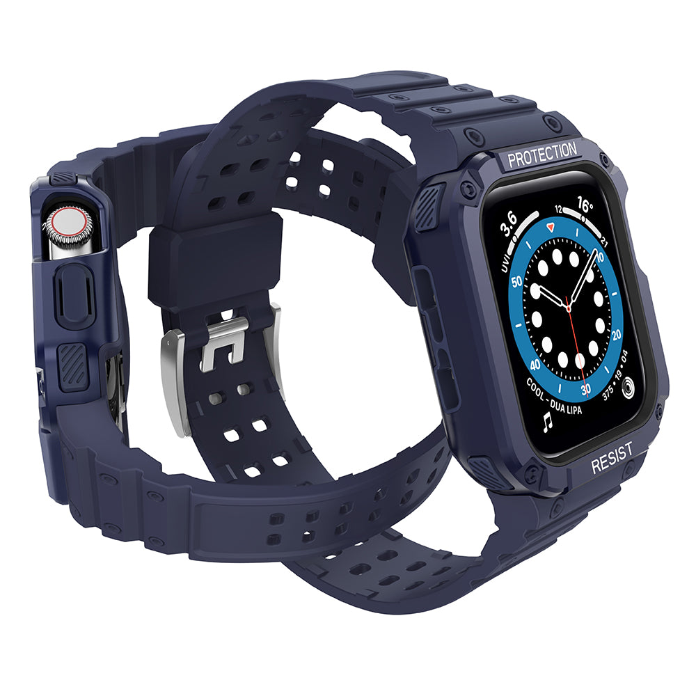 Protect Strap Band skirtas Apple Watch 42/44/45mm šarvuotas dėklas su dirželiu - mėlynas -- Apple Watch