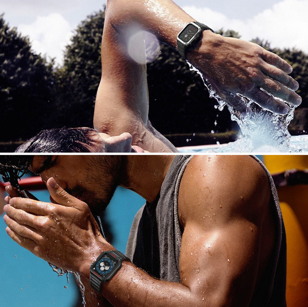 Protect Strap Band dirželis Apple Watch 38/40/41mm su šarvuotu dėklu - baltas, rožinio aukso -- Apple Watch