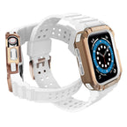 Protect Strap Band dirželis Apple Watch 38/40/41mm su šarvuotu dėklu - baltas, rožinio aukso -- Apple Watch
