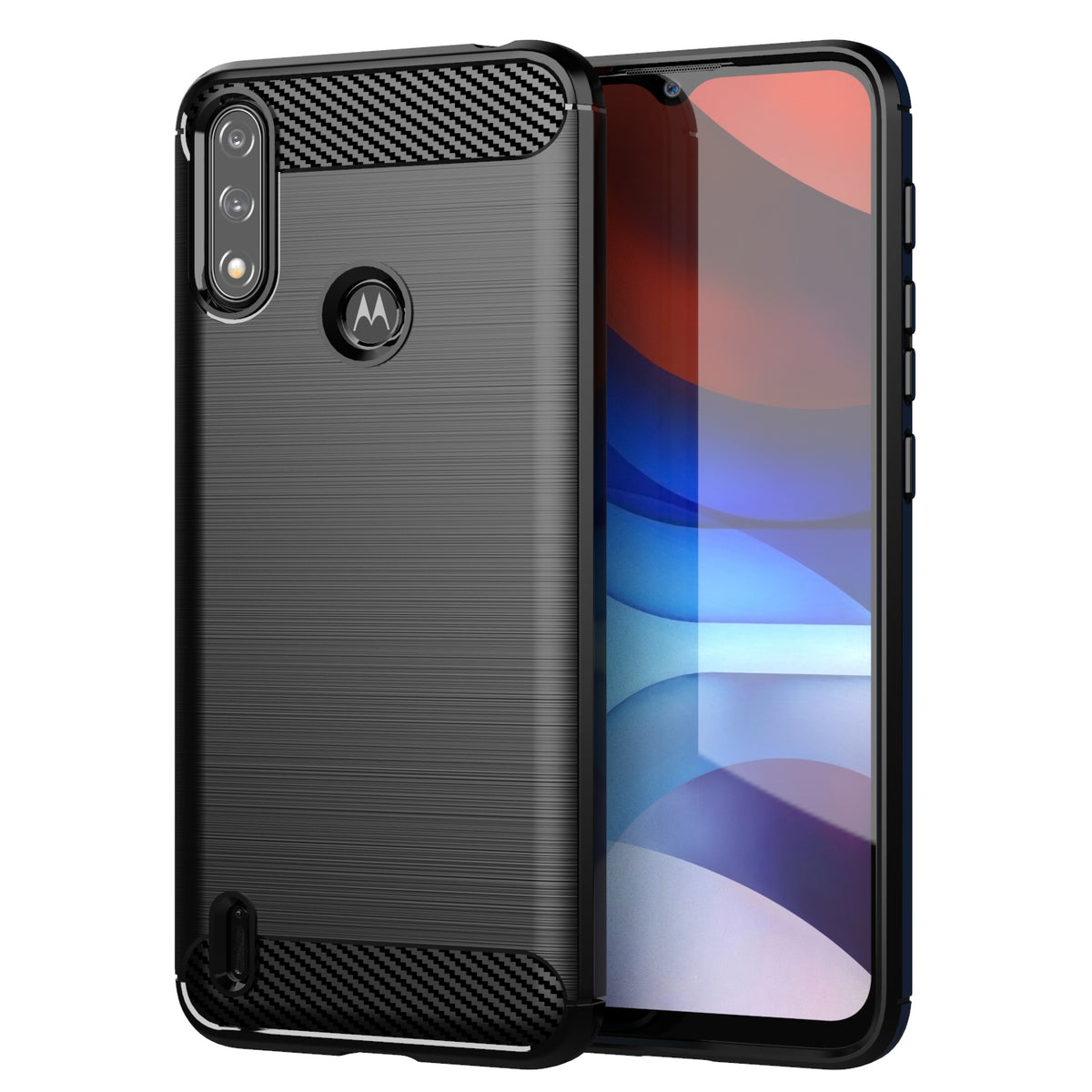 Carbon Case Flexible Cover Sleeve Motorola Moto E7i Power juoda -- Motorola Moto E7i Power