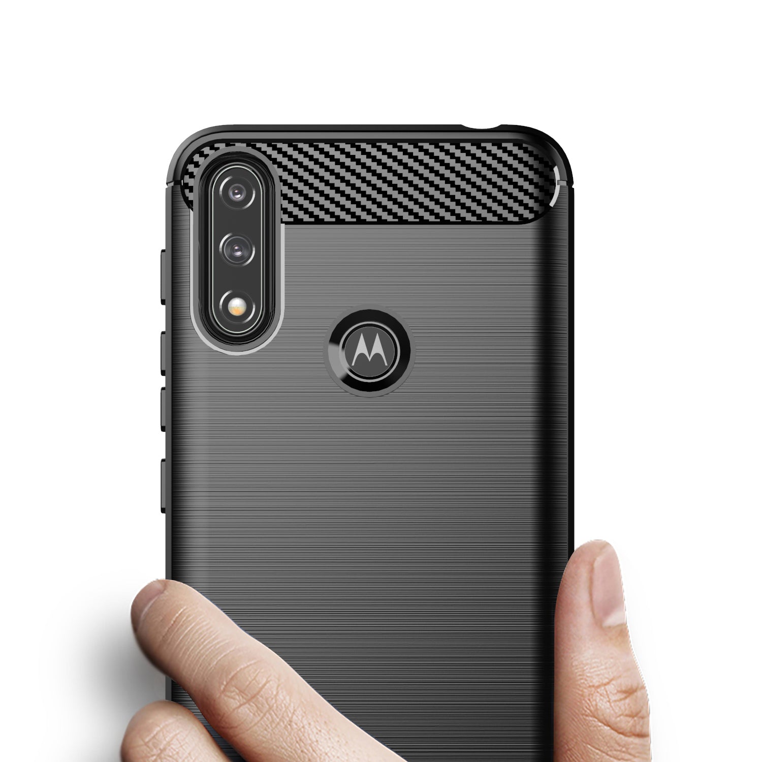 Carbon Case Flexible Cover Sleeve Motorola Moto E7i Power juoda -- Motorola Moto E7i Power