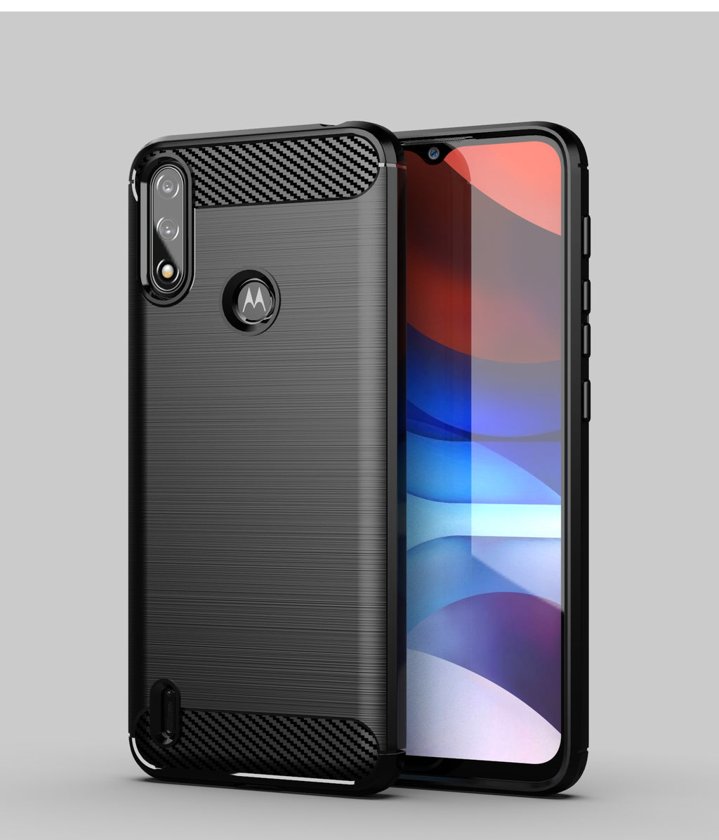 Carbon Case Flexible Cover Sleeve Motorola Moto E7i Power juoda -- Motorola Moto E7i Power