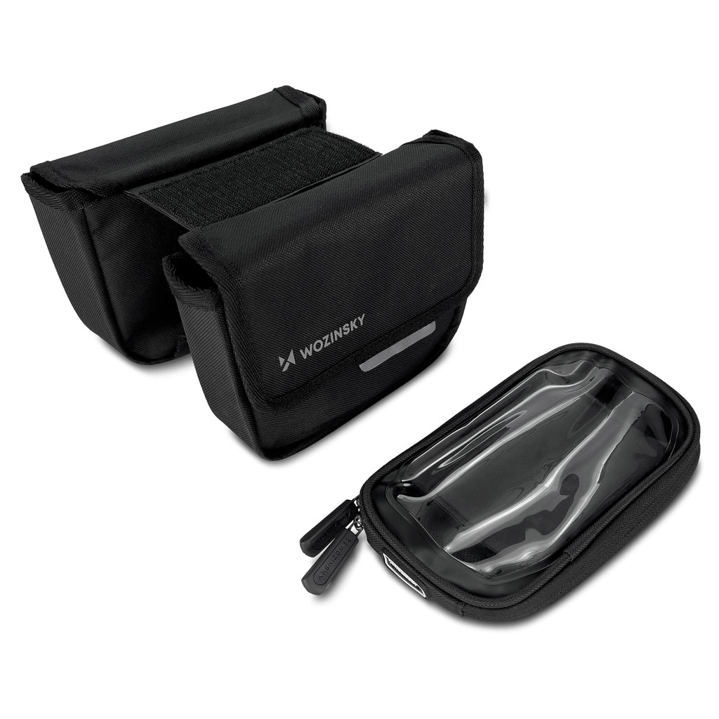 Wozinsky 1,5L Dviračio Rėmo Krepšys su Išmaniojo Telefono Langu – Juodas (WBB26BK) -- Bicycle Bags