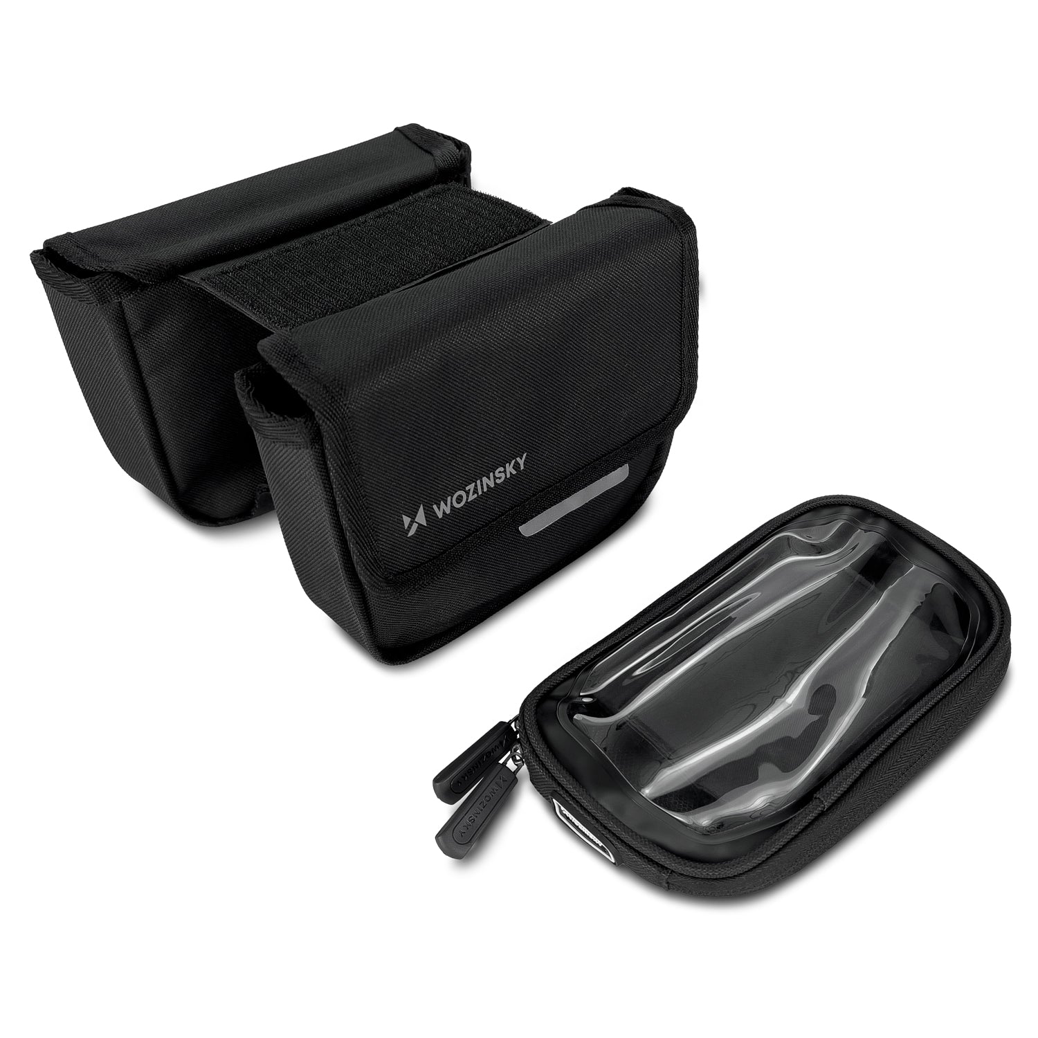 Wozinsky 1,5L Dviračio Rėmo Krepšys su Išmaniojo Telefono Langu – Juodas (WBB26BK) -- Bicycle Bags