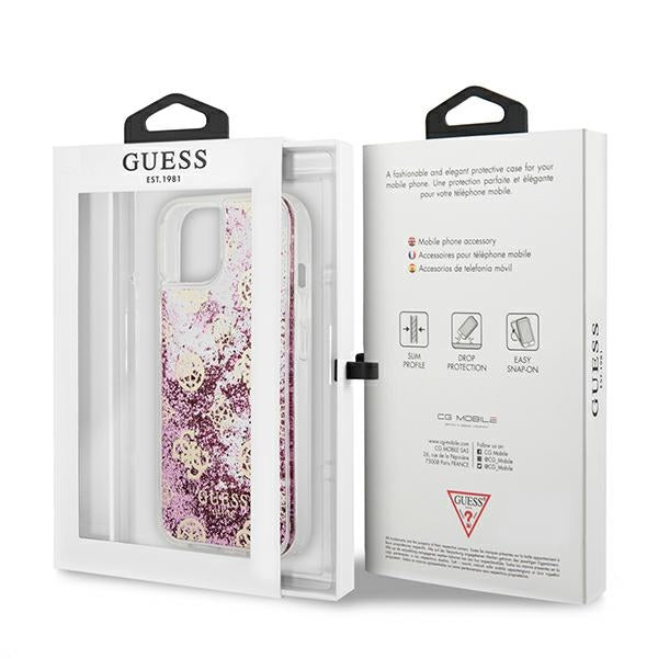 Guess dėklas iPhone 13 mini – rožinis, blizgus