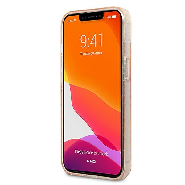 Karl Lagerfeld blizgus dėklas iPhone 13 mini – auksinis