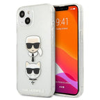 Karl Lagerfeld dėklas su blizgučiais iPhone 13 mini – sidabrinis