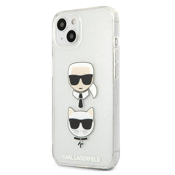 Karl Lagerfeld dėklas su blizgučiais iPhone 13 mini – sidabrinis