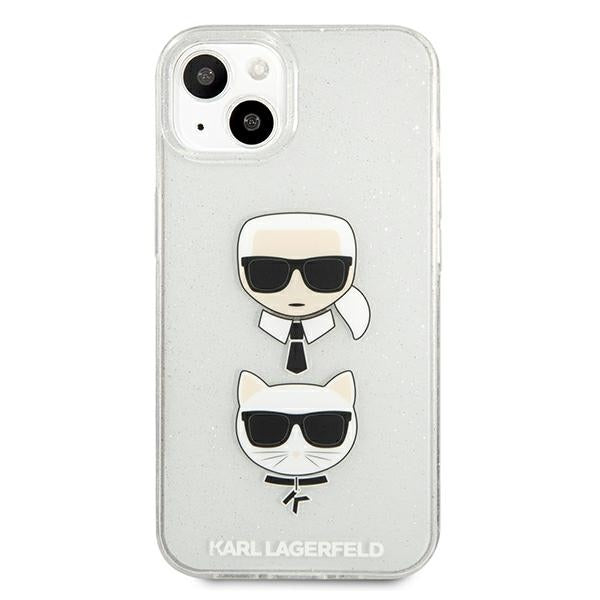 Karl Lagerfeld dėklas su blizgučiais iPhone 13 mini – sidabrinis