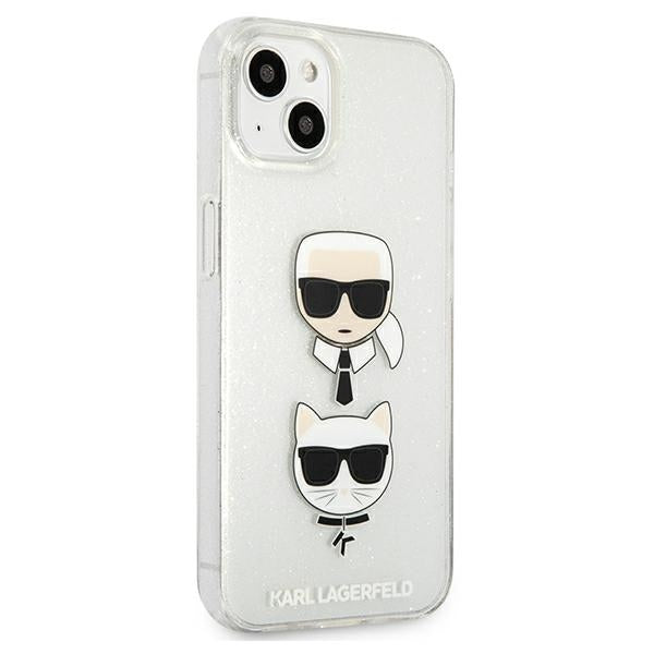 Karl Lagerfeld dėklas su blizgučiais iPhone 13 mini – sidabrinis