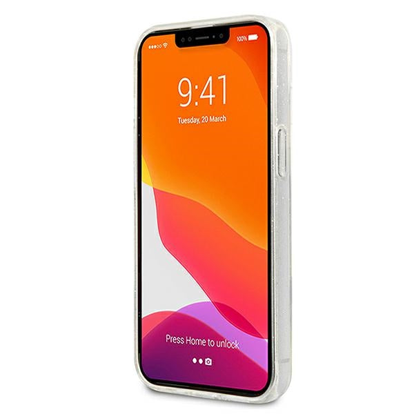 Karl Lagerfeld dėklas su blizgučiais iPhone 13 mini – sidabrinis