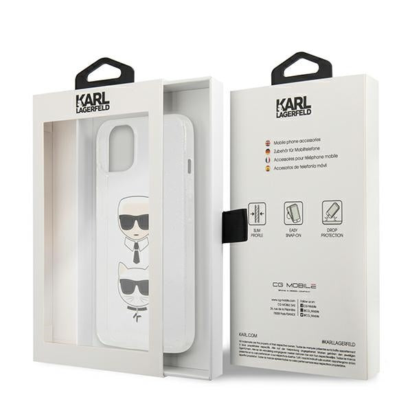 Karl Lagerfeld dėklas su blizgučiais iPhone 13 mini – sidabrinis