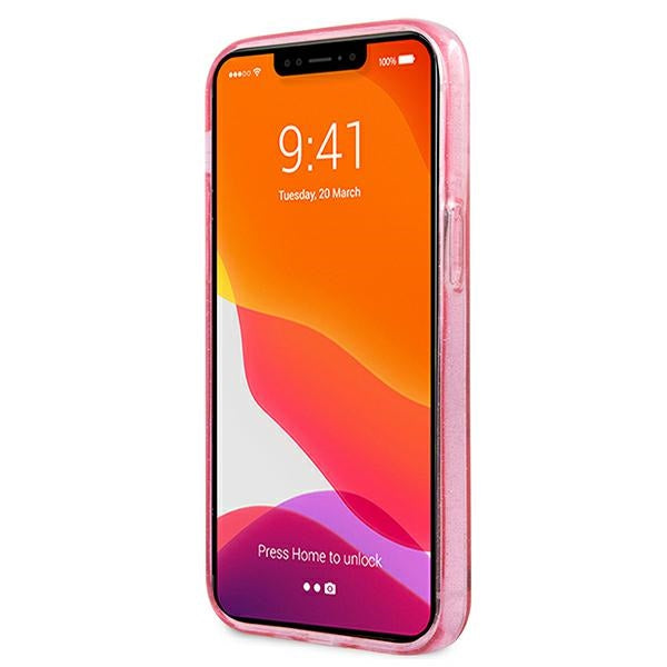 Karl Lagerfeld blizgus dėklas iPhone 13 mini – rožinis