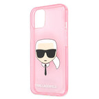 Karl Lagerfeld blizgus dėklas iPhone 13 mini – rožinis