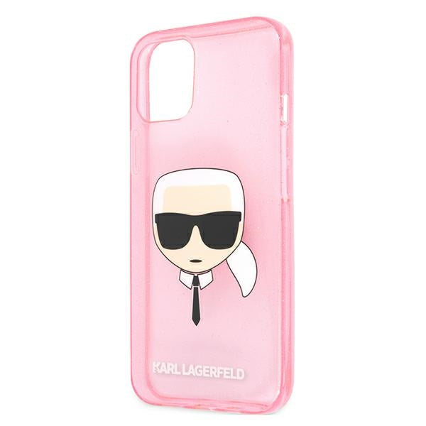 Karl Lagerfeld blizgus dėklas iPhone 13 mini – rožinis