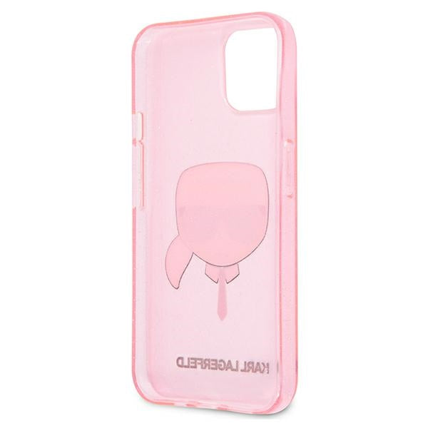 Karl Lagerfeld blizgus dėklas iPhone 13 mini – rožinis