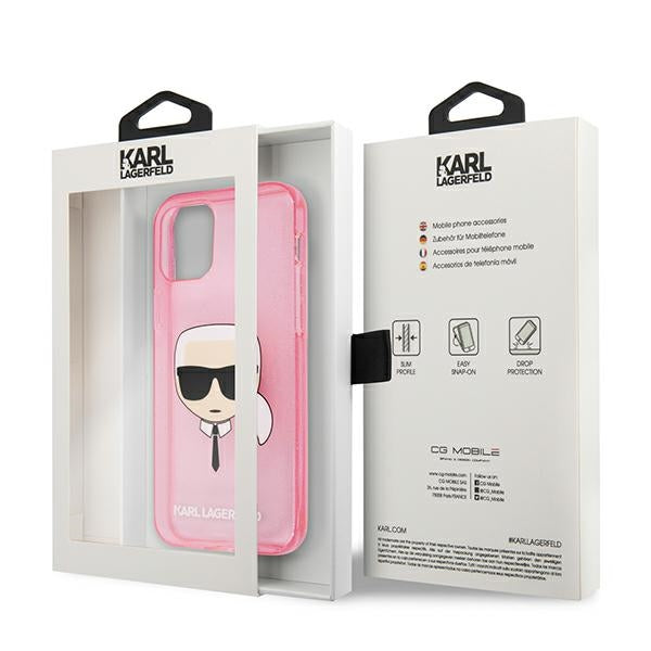 Karl Lagerfeld blizgus dėklas iPhone 13 mini – rožinis
