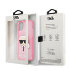 Karl Lagerfeld blizgus dėklas iPhone 13 mini – rožinis