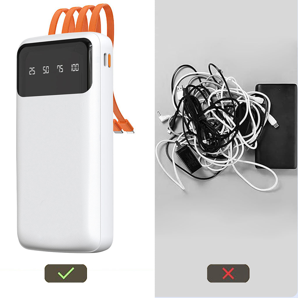 Dudao K6Pro universali išorinė baterija 10000mAh su USB laidu, USB Type C, Lightning balta (K6Pro-white)