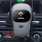 Dudao automatinis automobilinis laikiklis su integruotu Qi 15W belaidžiu įkrovikliu, pilkas (F20xs)