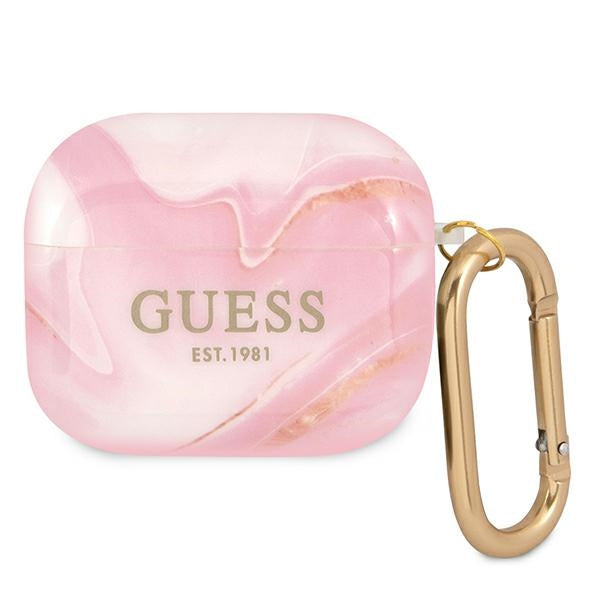 Guess AirPods 3 dėklas – rožinis, Marble kolekcija