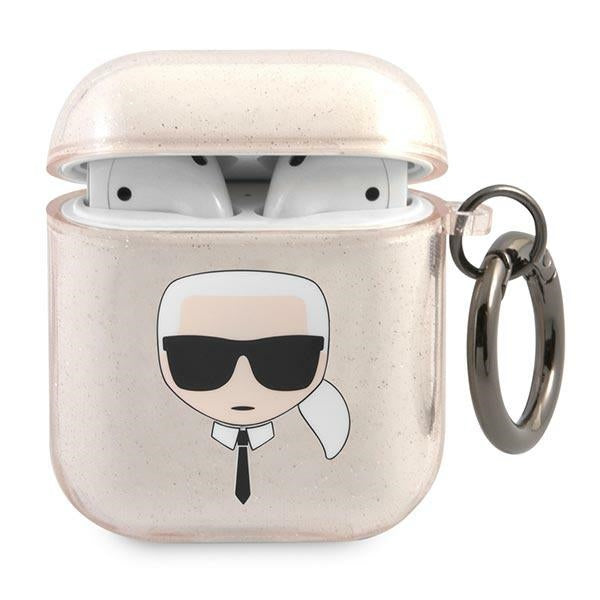 Karl Lagerfeld blizgus dėklas AirPods 1/2 – auksinis