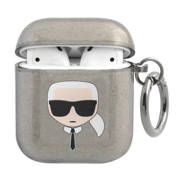 Karl Lagerfeld blizgus dėklas AirPods 1/2 – juodas
