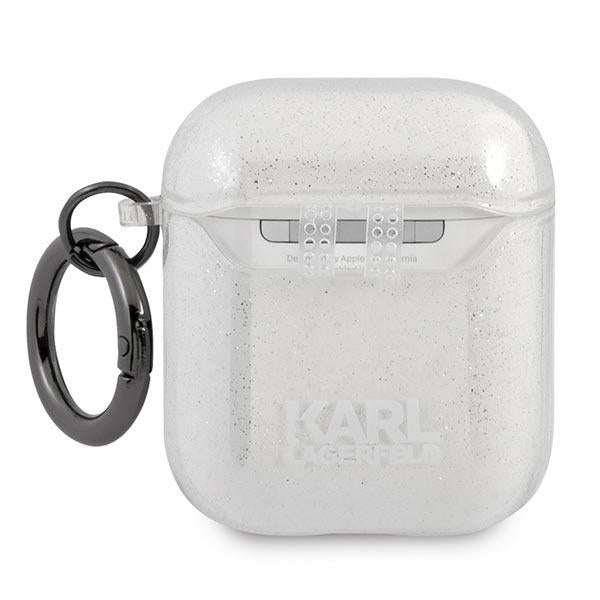 Karl Lagerfeld blizgus AirPods 1/2 dėklas – sidabrinis