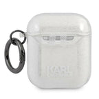 Karl Lagerfeld blizgus AirPods 1/2 dėklas – sidabrinis