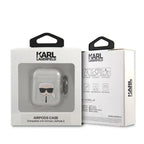 Karl Lagerfeld blizgus AirPods 1/2 dėklas – sidabrinis