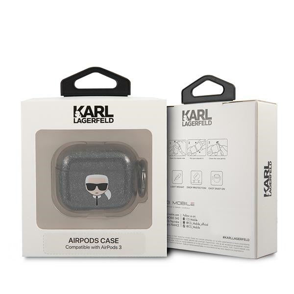 Karl Lagerfeld blizgus dėklas AirPods 3 – juodas