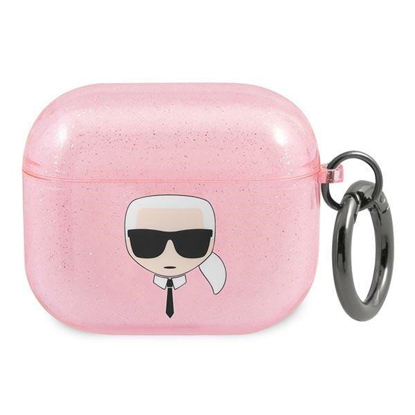 Karl Lagerfeld blizgus AirPods 3 dėklas – rožinis