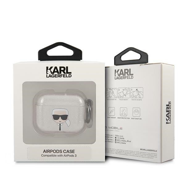 Karl Lagerfeld blizgantis dėklas AirPods 3 – sidabrinis