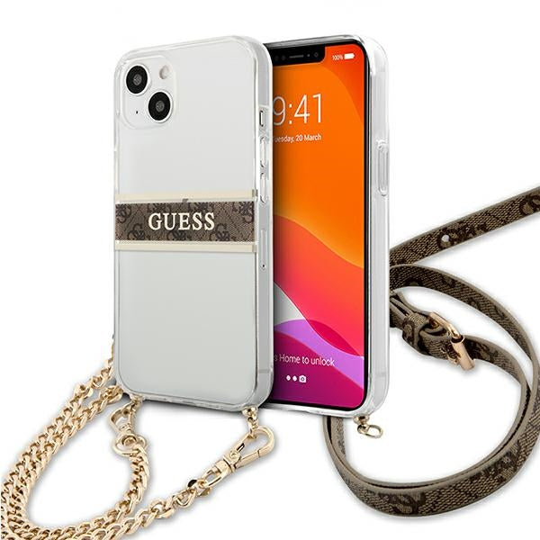 Guess skaidrus dėklas iPhone 13 mini su dirželiu