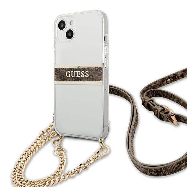 Guess skaidrus dėklas iPhone 13 mini su dirželiu