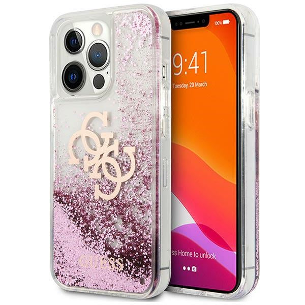 Guess blizgus dėklas iPhone 13 Pro Max – rožinis -- iPhone 13 Pro Max