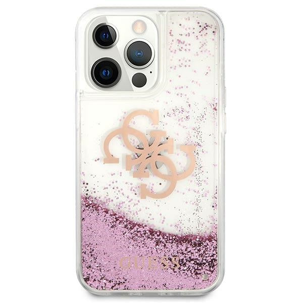 Guess blizgus dėklas iPhone 13 Pro Max – rožinis -- iPhone 13 Pro Max