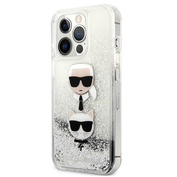 Karl Lagerfeld Liquid Glitter dėklas iPhone 13 Pro Max – sidabrinis